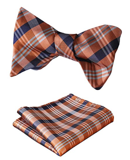 SetSense Men's Check Jacquard Wedding Party Self Bow Tie Pocket Square Set - Socksn'Ties