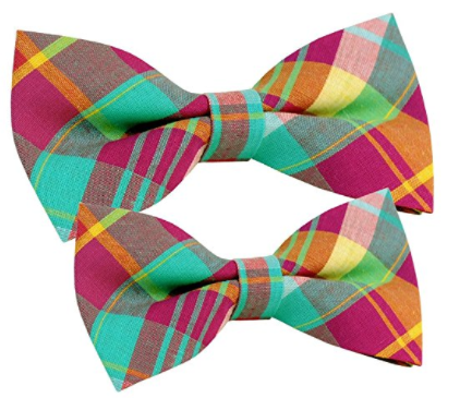 ST34 Multi-color Cotton Plaid New Adjustable Fashion Bow tie for men and for boys Dad Son SET - Socksn'Ties