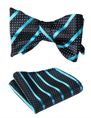 SetSense Men's Check Jacquard Wedding Party Self Bow Tie Pocket Square Set - Socksn'Ties