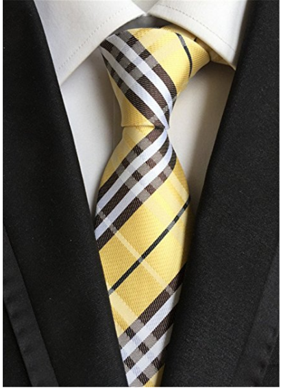Welen Classic Men's 100% Silk Tie Necktie Woven JACQUARD Neck Yellow  Ties - Socksn'Ties