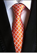 Welen orange Classic Men's 100% Silk Tie Necktie Woven JACQUARD Neck - Socksn'Ties