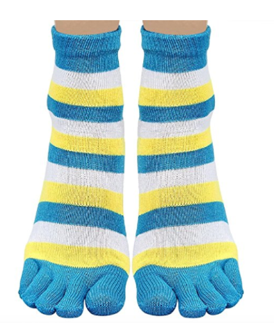 Posher TM FL6 Girls Stripe Elastic Five Fingers Toe yellow Socks - Socksn'Ties