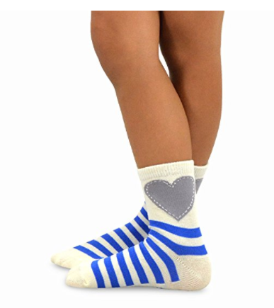 TeeHee azul-blanco Kids Girls Stripes Fashion Cotton Short Crew - Socksn'Ties