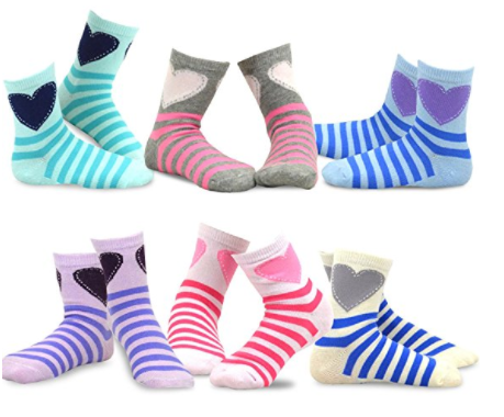 TeeHee azul-blanco Kids Girls Stripes Fashion Cotton Short Crew - Socksn'Ties