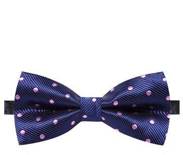 AUSKY Elegant Adjustable Pre-tied bow ties for Men in White and blue and pink - Socksn'Ties