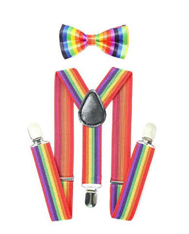 Bowtie Set multicolor- Adjustable Length 1 Inches Suspender with Bow Tie Set for Boys and Girls by AWAYTR - Socksn'Ties